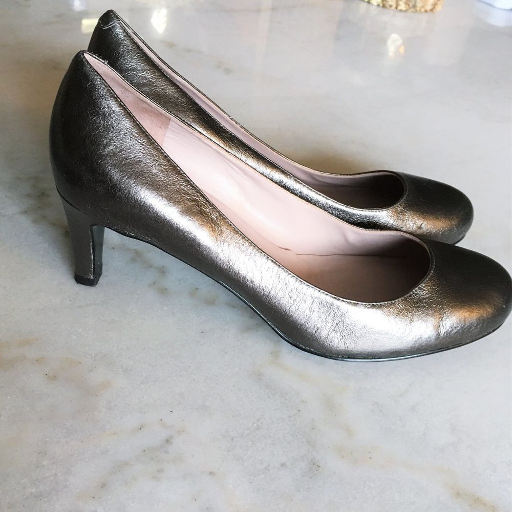 Marc Jacobs pewter / gunmetal metallic foil pumps high heel shoes (size 36.5) - Picture 4 of 7